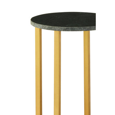 Green Small Round Marble Top Side Table with Gold Metallic Base | Templar