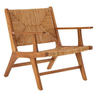 Lovina Teak Wood and Natural Rattan Armchair with Woven Design