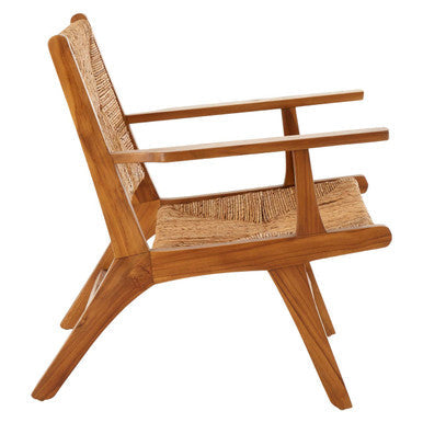 Lovina Teak Wood and Natural Rattan Armchair with Woven Design