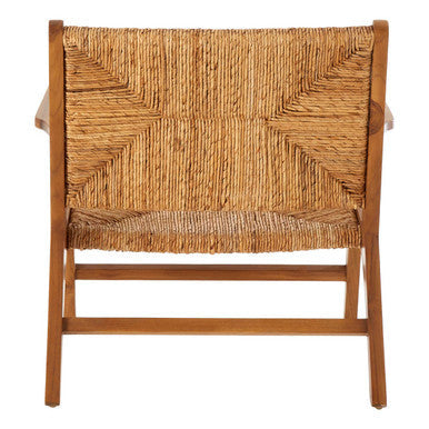 Lovina Teak Wood and Natural Rattan Armchair with Woven Design