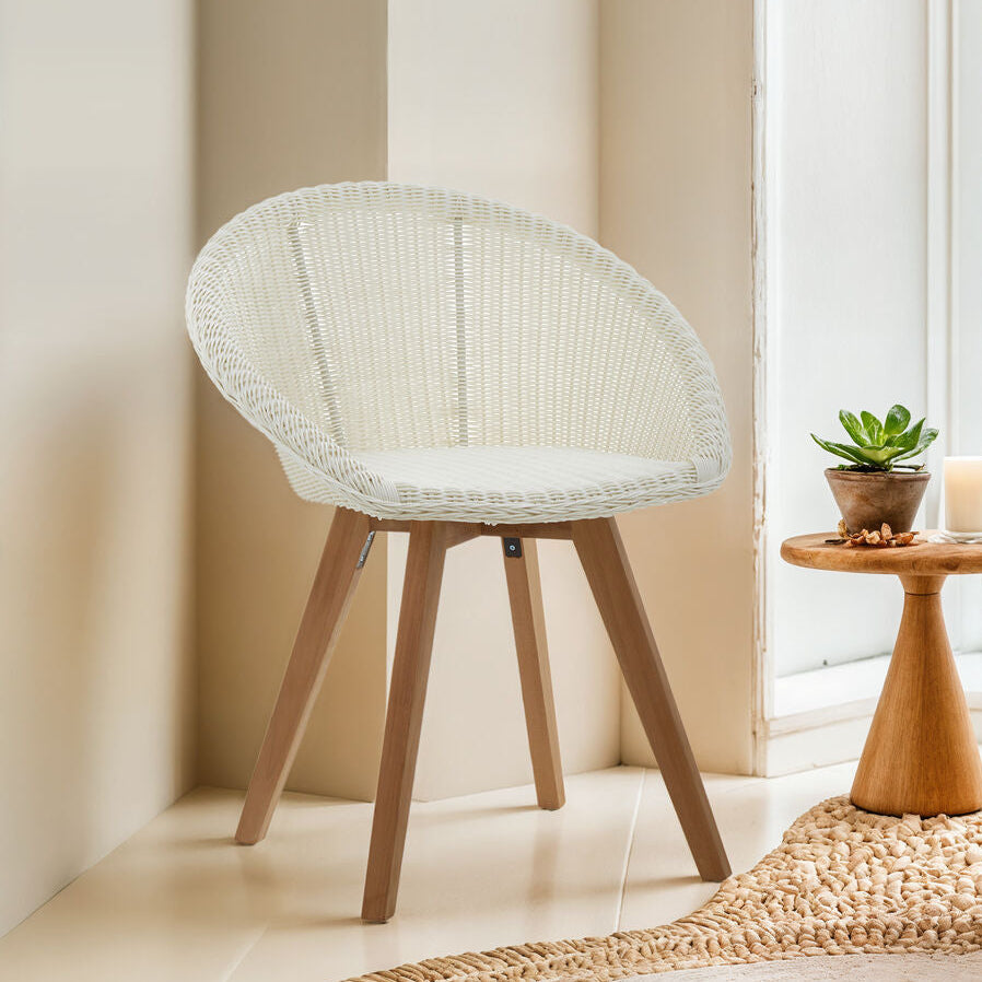 White Rattan Effect Dining Chair | Lovina