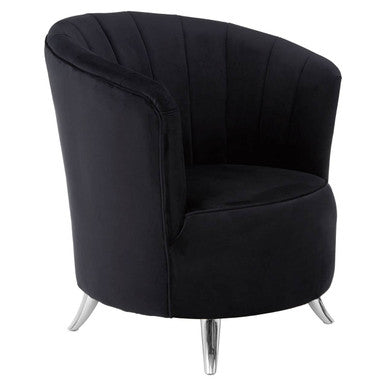 Maci Black Velvet Tub Chair with Channel Tufting