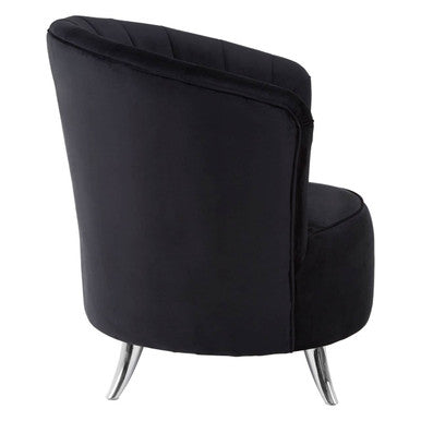 Maci Black Velvet Tub Chair with Channel Tufting