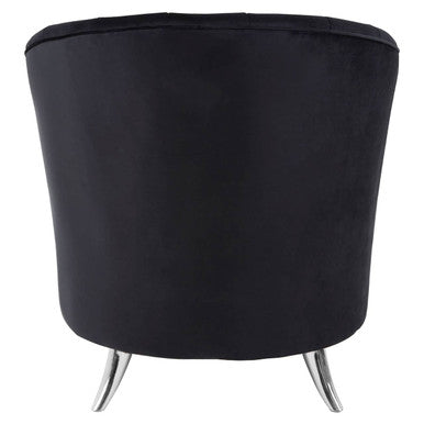 Maci Black Velvet Tub Chair with Channel Tufting