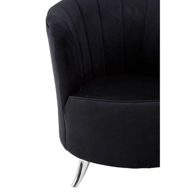 Maci Black Velvet Tub Chair with Channel Tufting