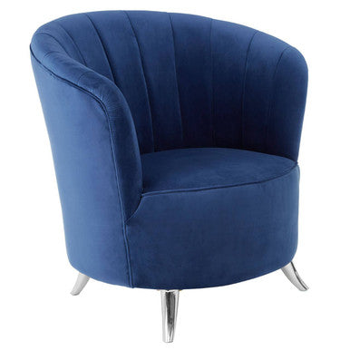 Maci Blue Velvet Tub Chair with Channel Tufting