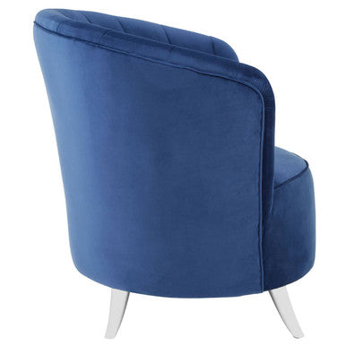 Maci Blue Velvet Tub Chair with Channel Tufting