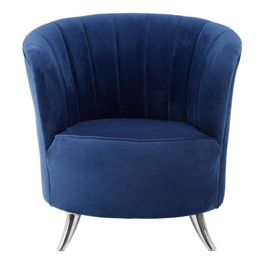 Maci Blue Velvet Tub Chair with Channel Tufting