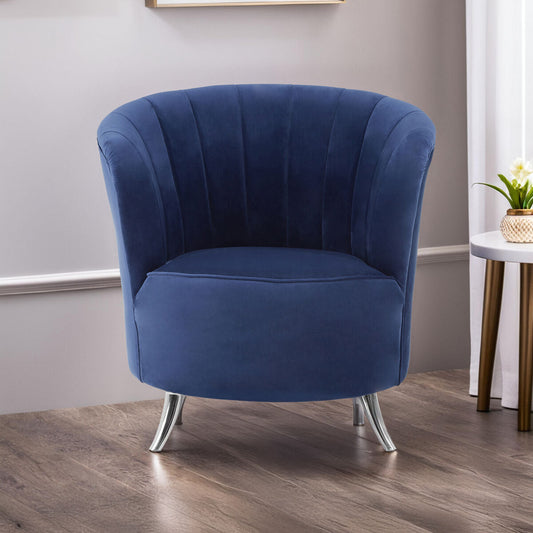 Maci Blue Velvet Tub Chair with Channel Tufting