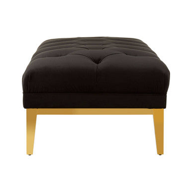 Piermount Black Velvet Bench with Button Tufting