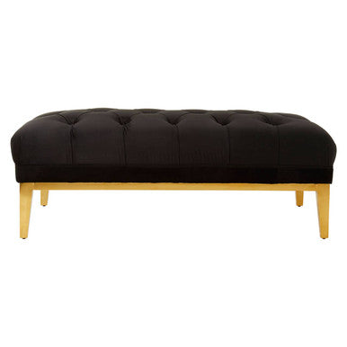Piermount Black Velvet Bench with Button Tufting