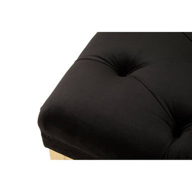 Piermount Black Velvet Bench with Button Tufting