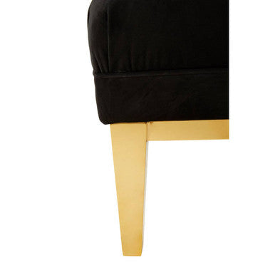 Piermount Black Velvet Bench with Button Tufting