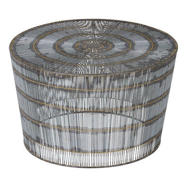 Natural Gold Tone Wireframe Round Coffee Table with Iron Base | Templar