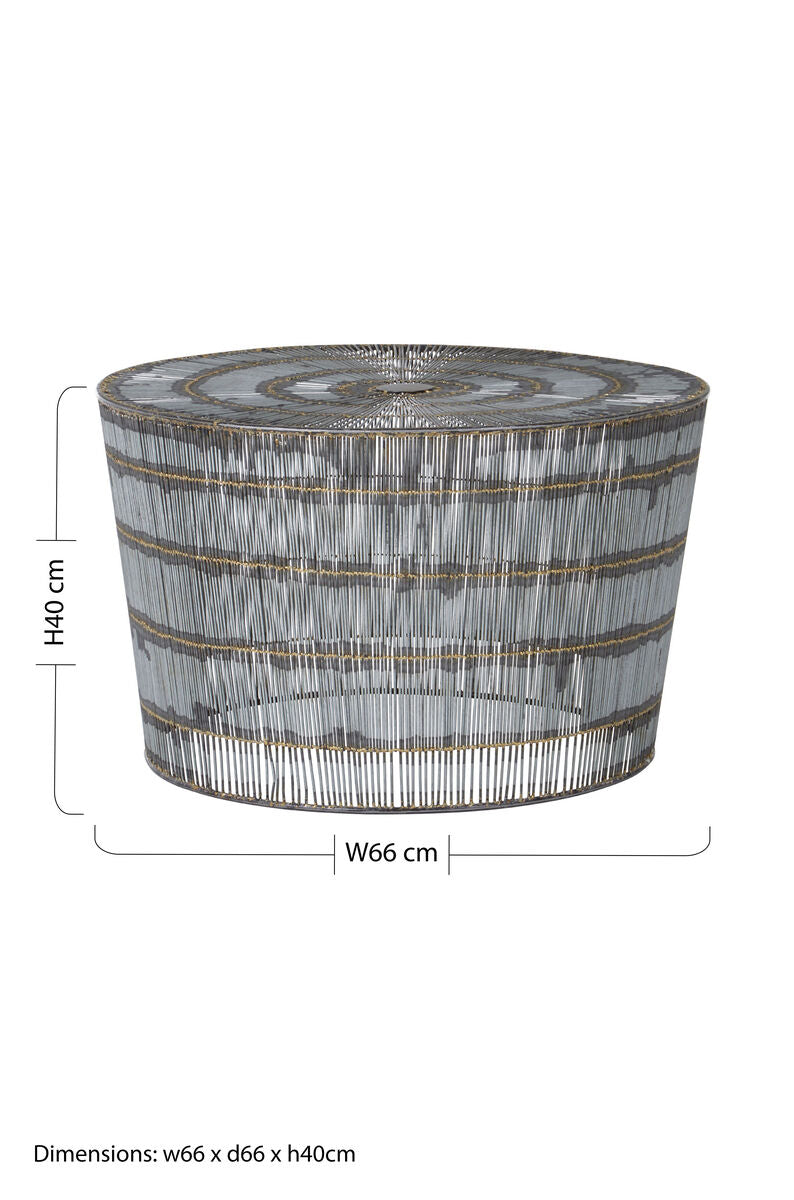 Natural Gold Tone Wireframe Round Coffee Table with Iron Base | Templar