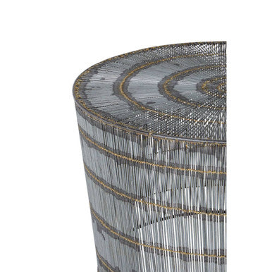 Natural Gold Tone Wireframe Round Coffee Table with Iron Base, Templar