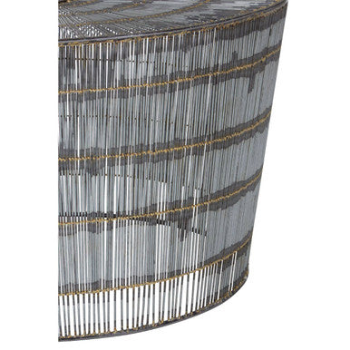 Natural Gold Tone Wireframe Round Coffee Table with Iron Base | Templar