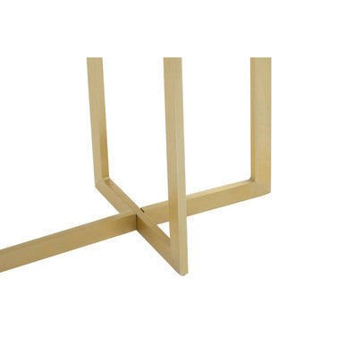 Brown Wood Multi Level 3 Tier Console Table with Gold Finish Metal Frame | Villi