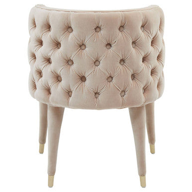 Villi Beige Velvet Tufted Curved Dining Chair