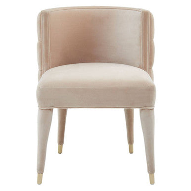 Villi Beige Velvet Tufted Curved Dining Chair