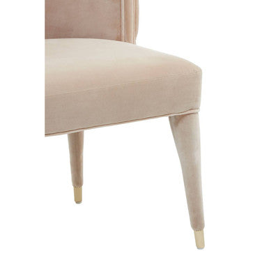 Villi Beige Velvet Tufted Curved Dining Chair