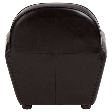 Victor Black Leather Armchair with Brass Stud Detail