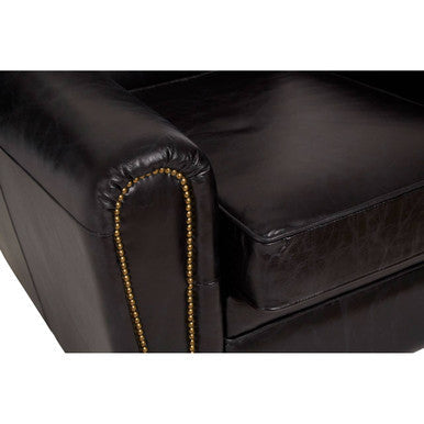 Victor Black Leather Armchair with Brass Stud Detail