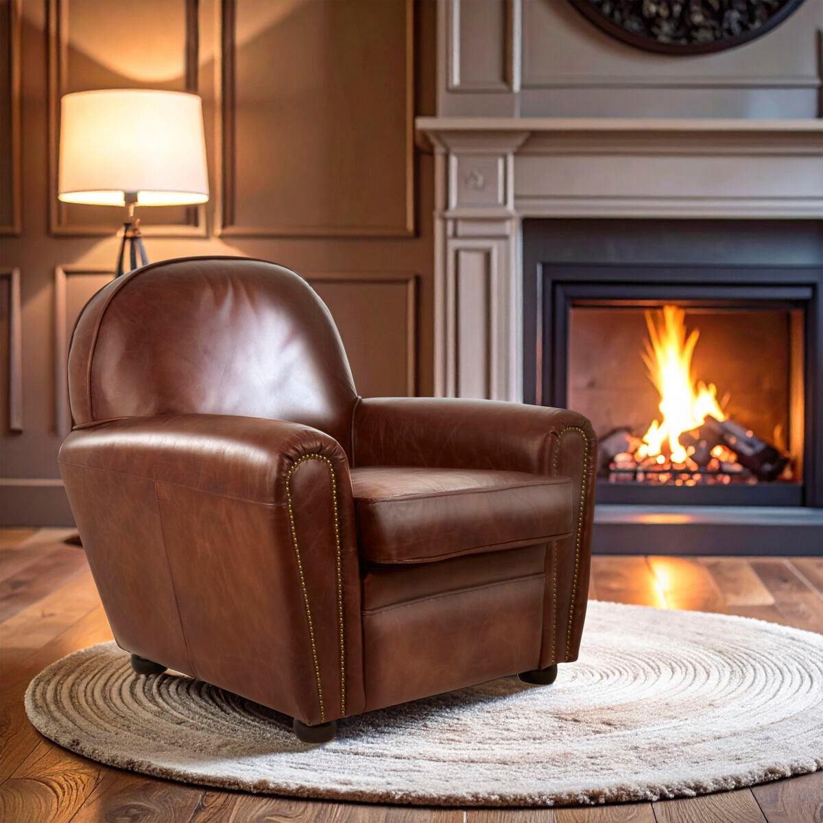 Victor Coffee Leather Classic Armchair