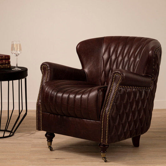 Victor Brown Leather Winged Back Armchair