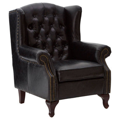 Victor Black Leather Wingback Armchair