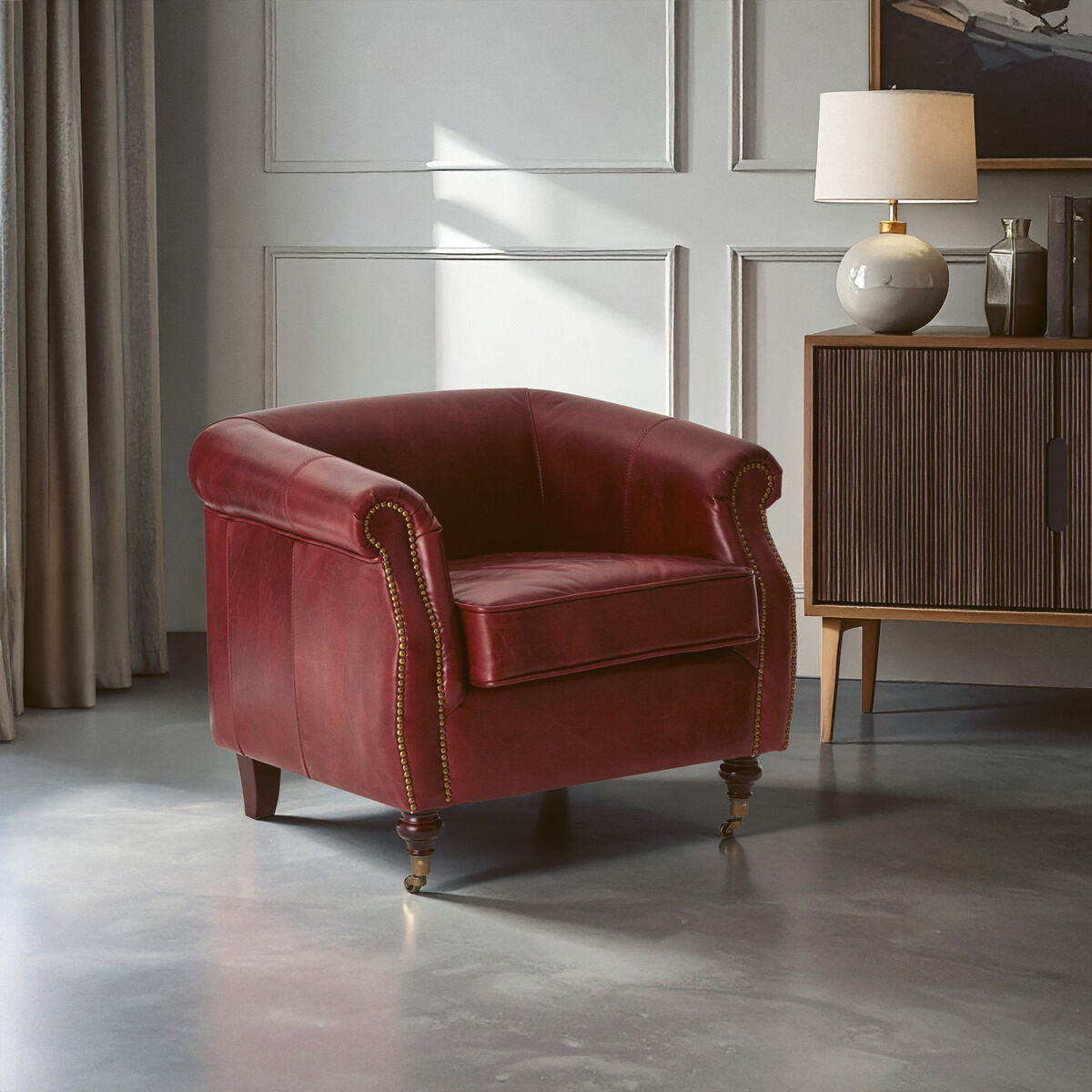 Victor Red Leather Armchair