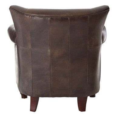Victor Dark Grey Brown Leather Armchair with Studded Trim