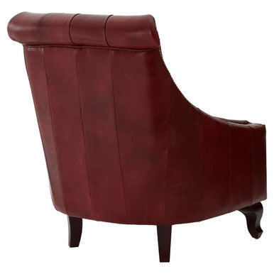 Victor Deep Red Leather Lounge Chair with Button Tufted Back