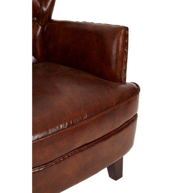 Victor Mocha Brown Button Back Armchair