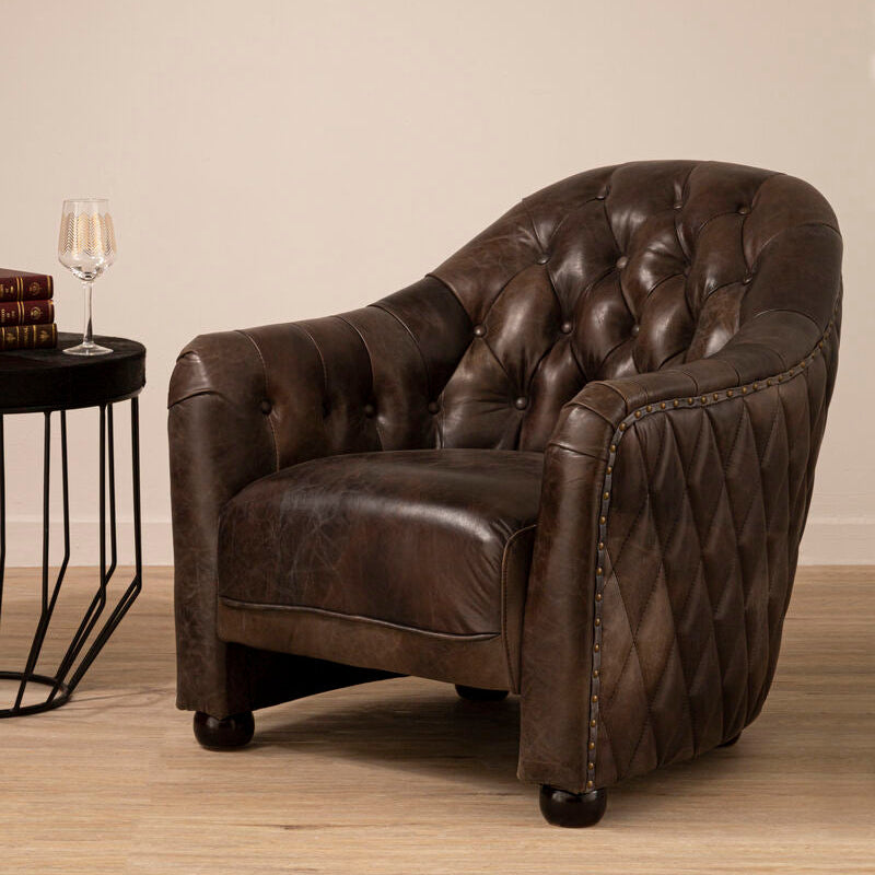 Victor Grey Leather Classic Armchair