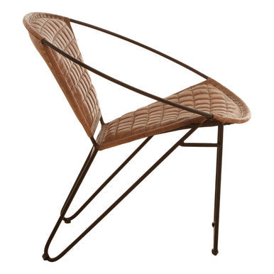 Buffalo Brown Genuine Leather Sling Chair with Iron Frame