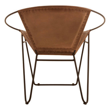 Buffalo Brown Genuine Leather Sling Chair with Iron Frame