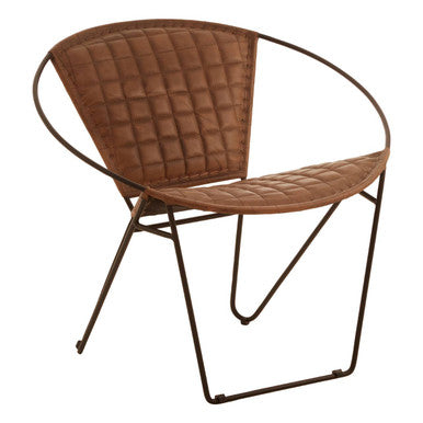 Buffalo Brown Genuine Leather Sling Chair with Iron Frame