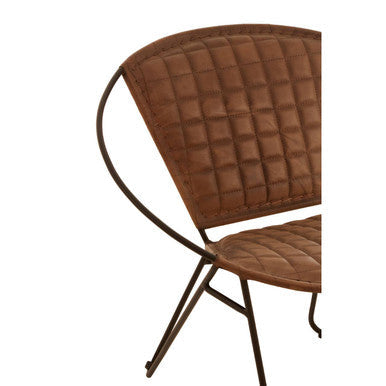 Buffalo Brown Genuine Leather Sling Chair with Iron Frame
