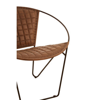 Buffalo Brown Genuine Leather Sling Chair with Iron Frame