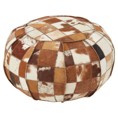 Buffalo Leather Patchwork Pouffe