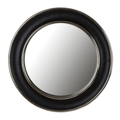 Churchill Black Genuine Leather Wide Rim Wall Mirror