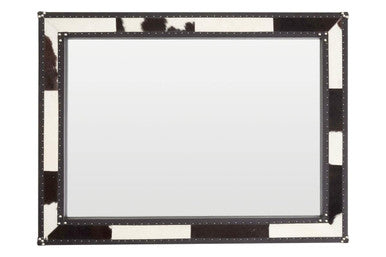 Kensington Townhouse Black And White Genuine Cowhide Wall Mirror