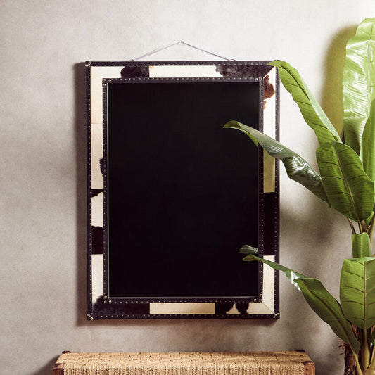 Kensington Townhouse Black And White Genuine Cowhide Wall Mirror