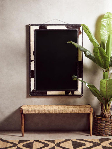 Kensington Townhouse Black And White Genuine Cowhide Wall Mirror