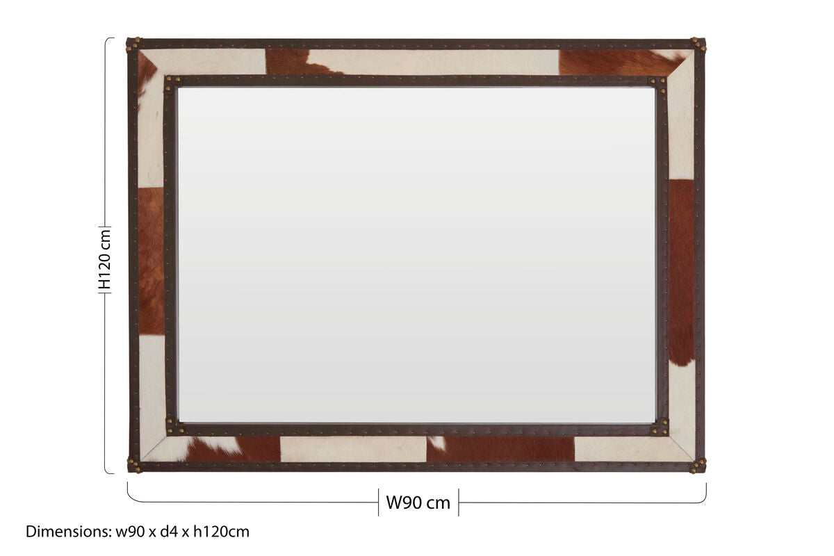 Brown and White Genuine Cowhide Wall Mirror | Kensington Townhouse