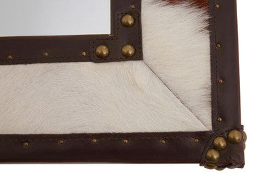 Kensington Townhouse Brown And White Genuine Cowhide Wall Mirror