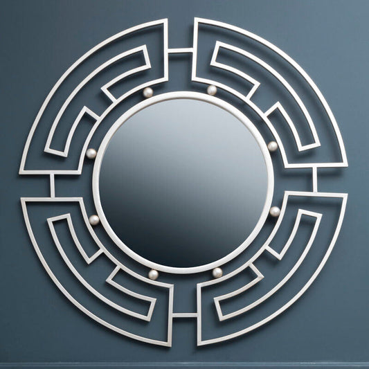 Jalal Silver Metal Frame Round Wall Mirror