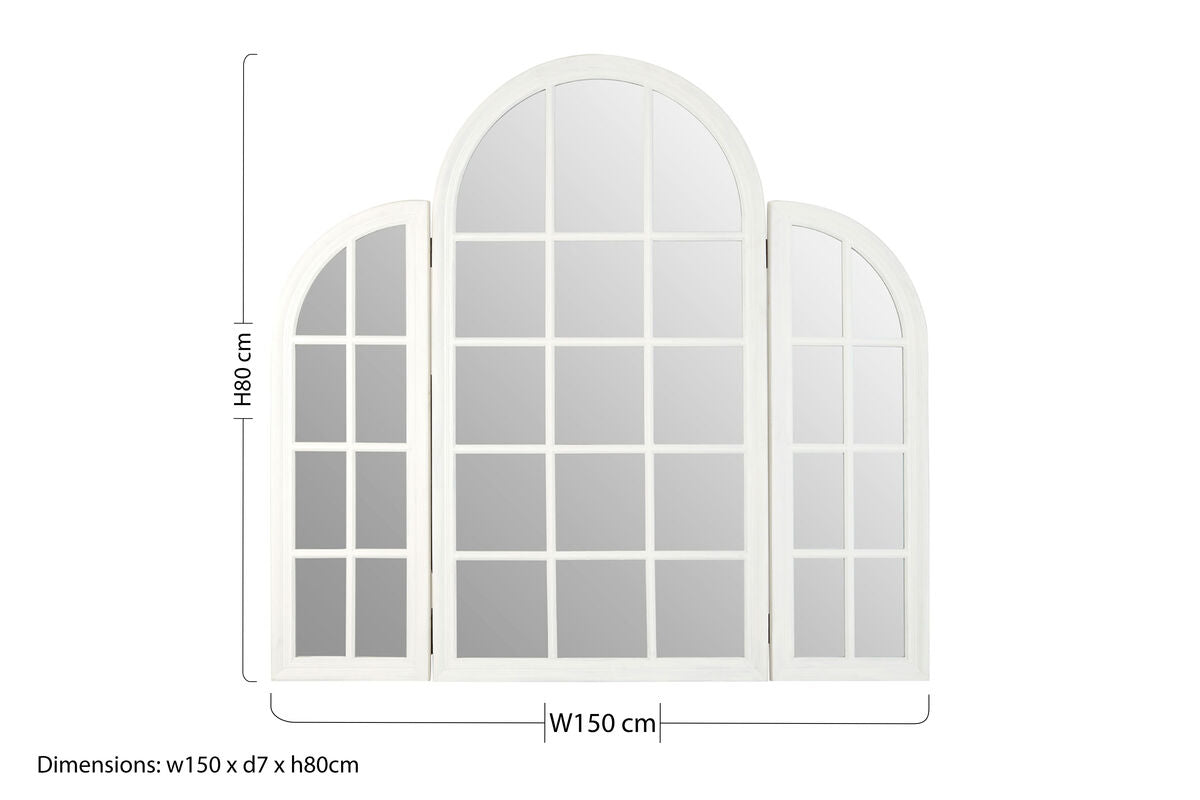Fret Flat Wood White Finish Mirror