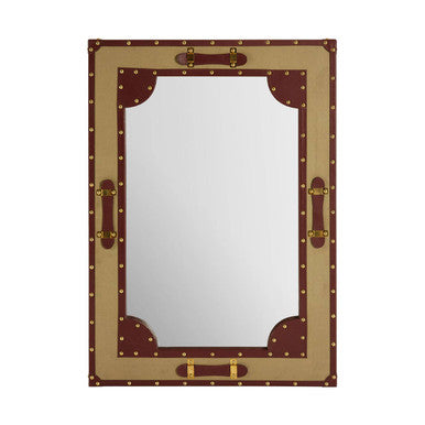 Canvas and Leather Trim Wall Mirror | Columbus